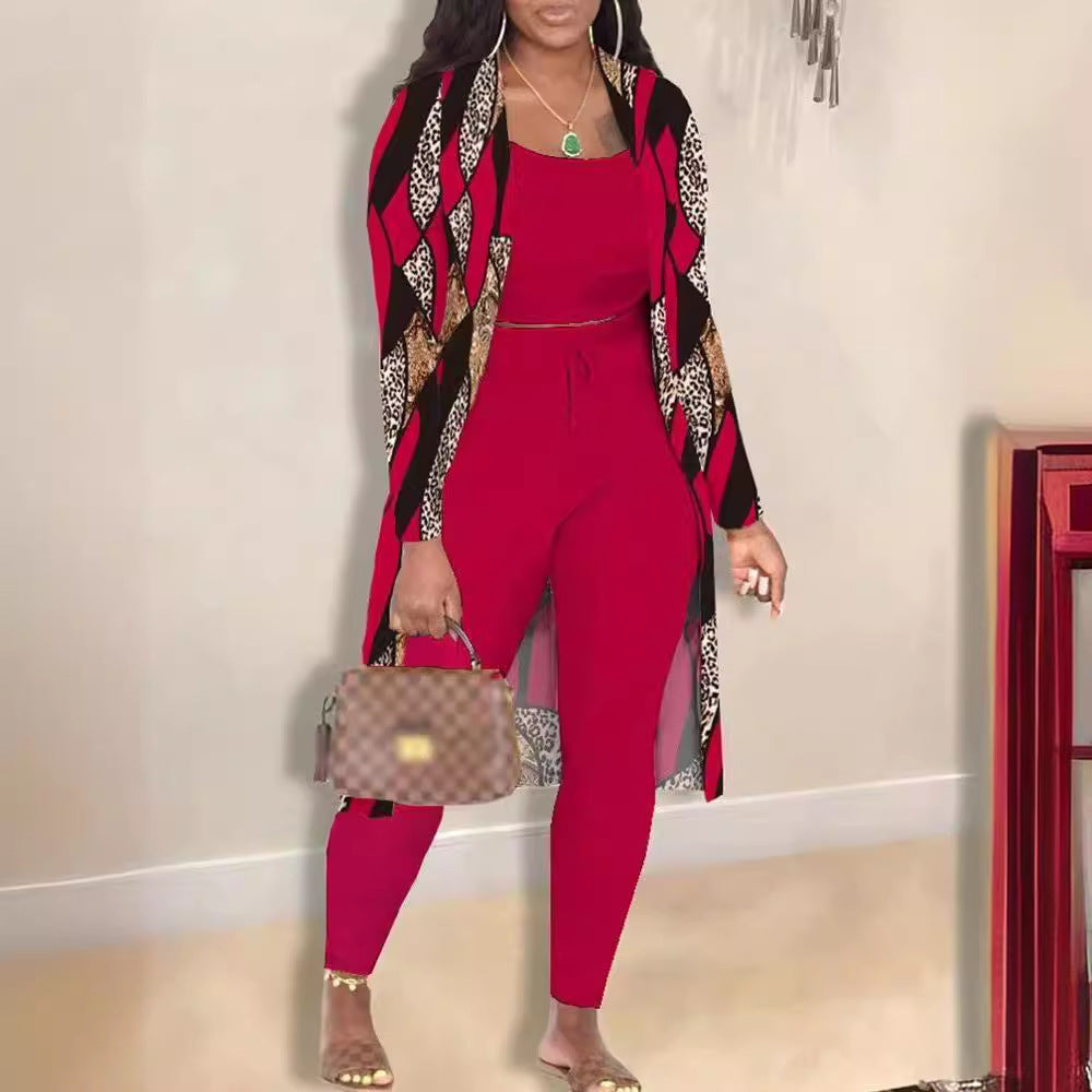 Women's Printed Coat and Trousers Set