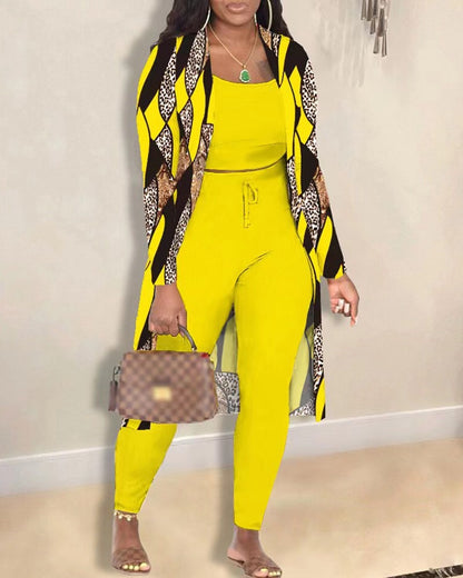 Women's Printed Coat and Trousers Set