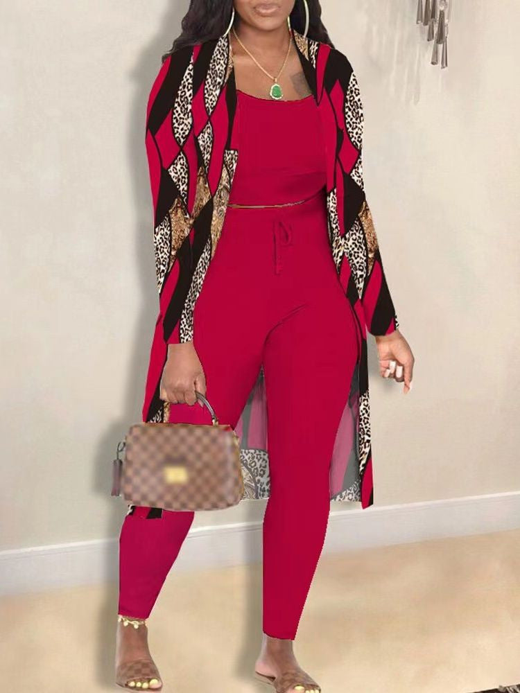 Women's Printed Coat and Trousers Set