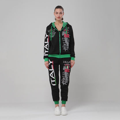 Hooded Printed Trousers suit