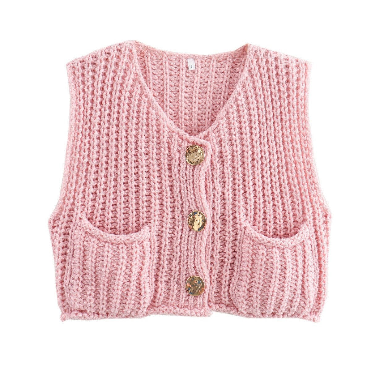 New Casual Knitted Short Sleeveless Fashion Cardigan Sweater Thick Yarn Open Front Versatile Top Loose Fit Woolen Ves