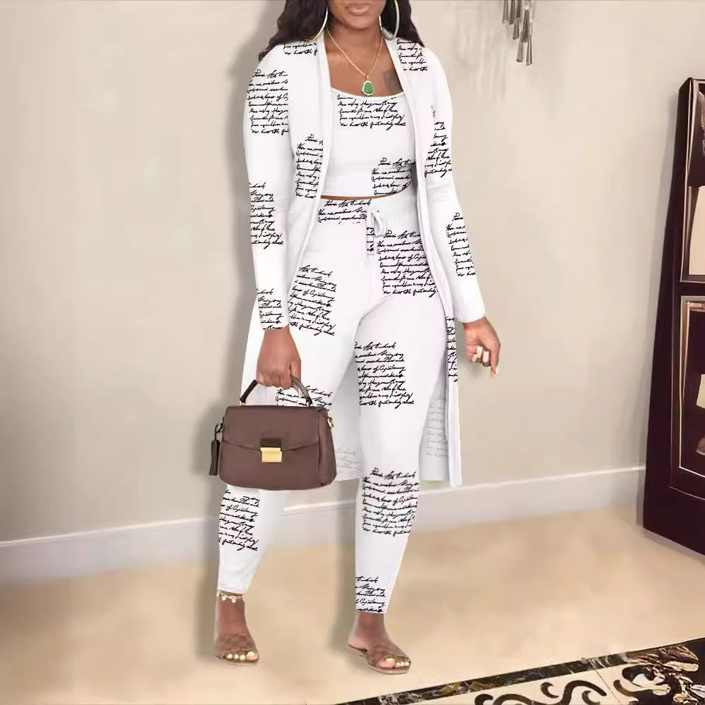 Women's Printed Coat and Trousers Set