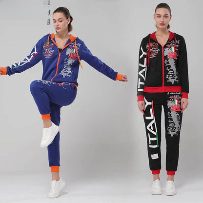 Hooded Printed Trousers suit