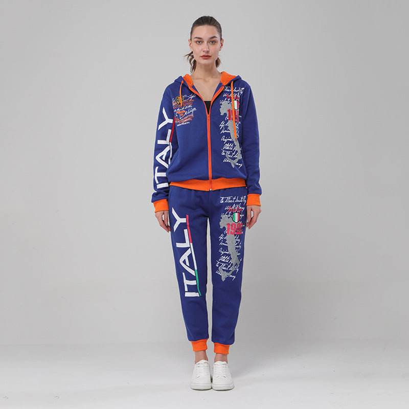 Hooded Printed Trousers suit