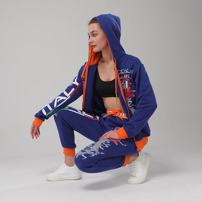 Hooded Printed Trousers suit