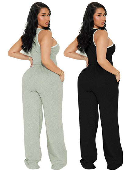 Women's Casual Vest and Sports Trousers Set