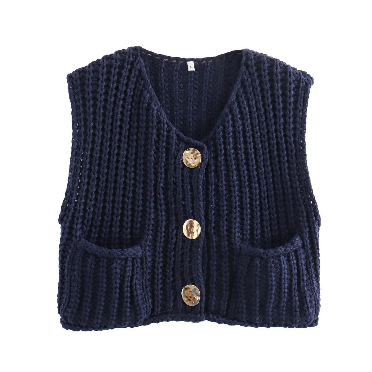 New Casual Knitted Short Sleeveless Fashion Cardigan Sweater Thick Yarn Open Front Versatile Top Loose Fit Woolen Ves