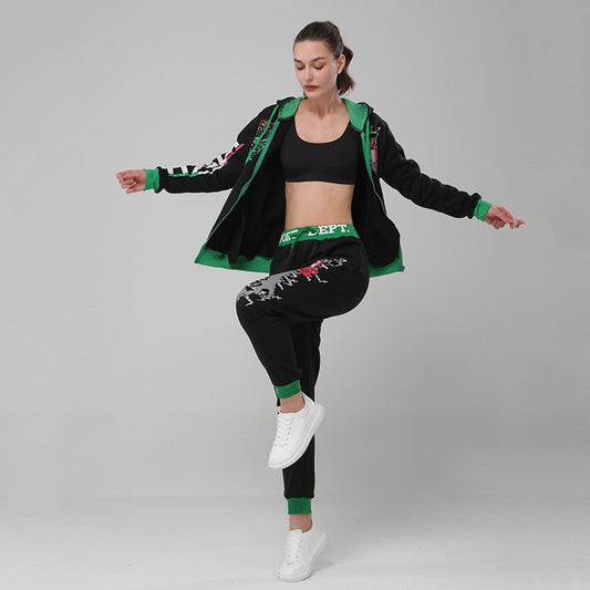 Hooded Printed Trousers suit