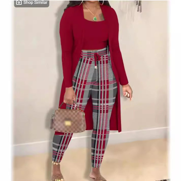 Women's Printed Coat and Trousers Set