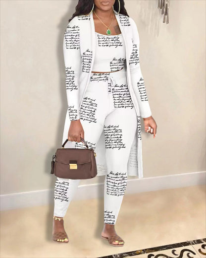 Women's Printed Coat and Trousers Set
