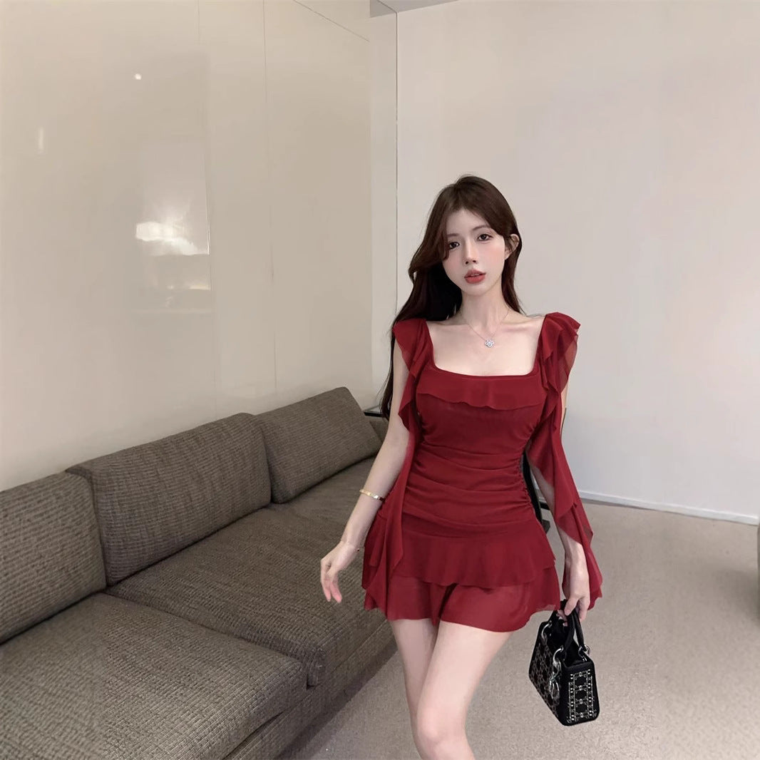 Children with ruffled short skirts