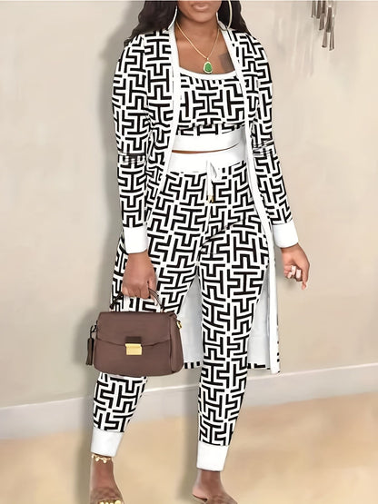 Women's Printed Coat and Trousers Set
