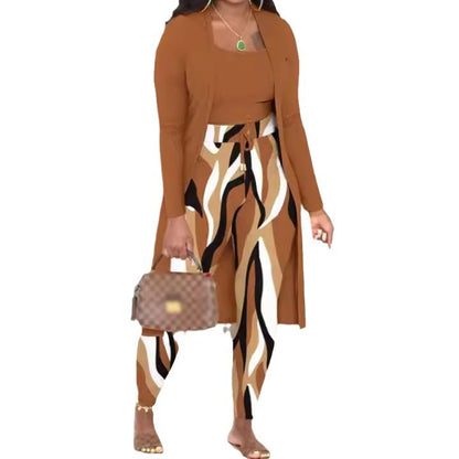 Women's Printed Coat and Trousers Set