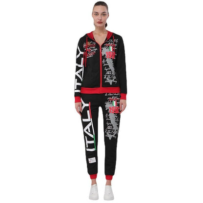 Hooded Printed Trousers suit