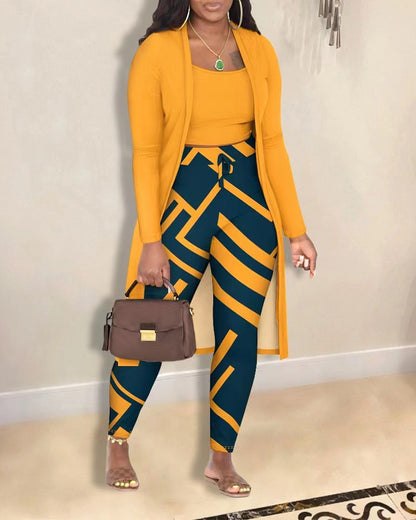 Women's Printed Coat and Trousers Set