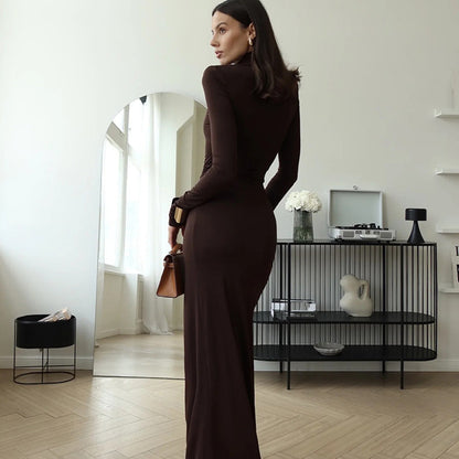Slim Bodycon Long Dress with High Slit
