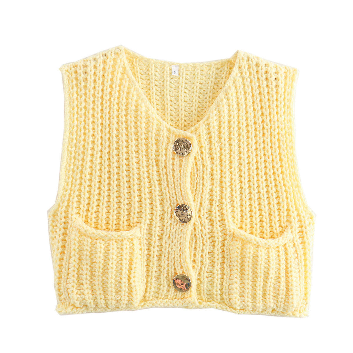 New Casual Knitted Short Sleeveless Fashion Cardigan Sweater Thick Yarn Open Front Versatile Top Loose Fit Woolen Ves