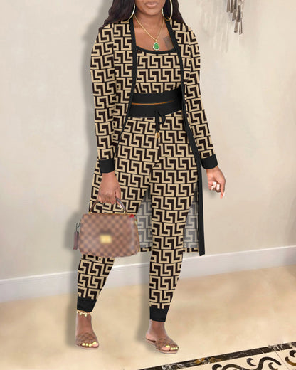 Women's Printed Coat and Trousers Set