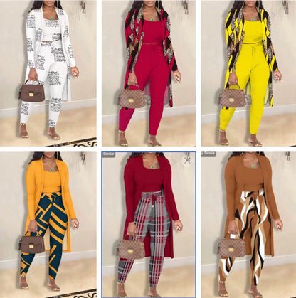 Women's Printed Coat and Trousers Set