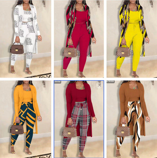 Women's Printed Coat and Trousers Set