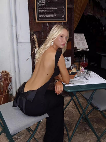 Sexy Backless Bow Dress for Women