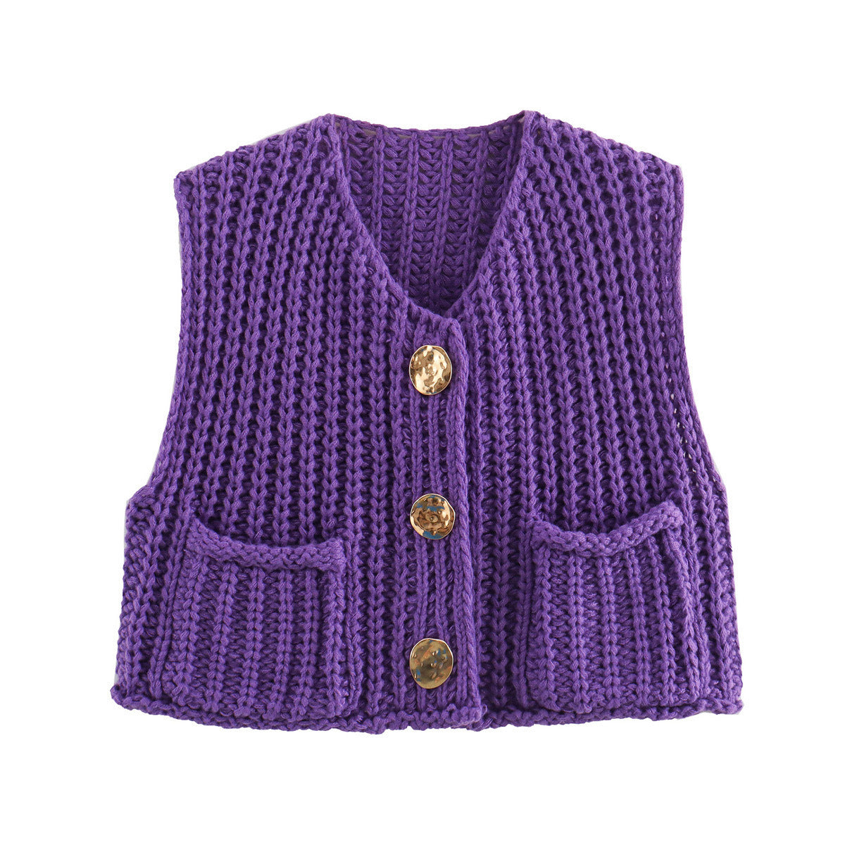 New Casual Knitted Short Sleeveless Fashion Cardigan Sweater Thick Yarn Open Front Versatile Top Loose Fit Woolen Ves