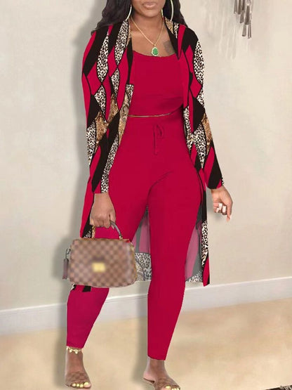 Women's Printed Coat and Trousers Set